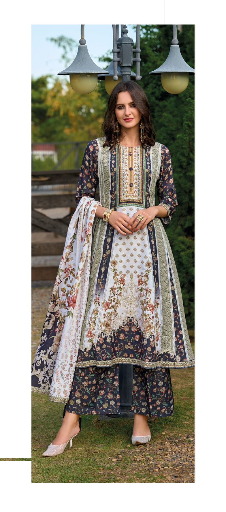 Poonam Isabella Printed Kurti Bottom With Dupatta