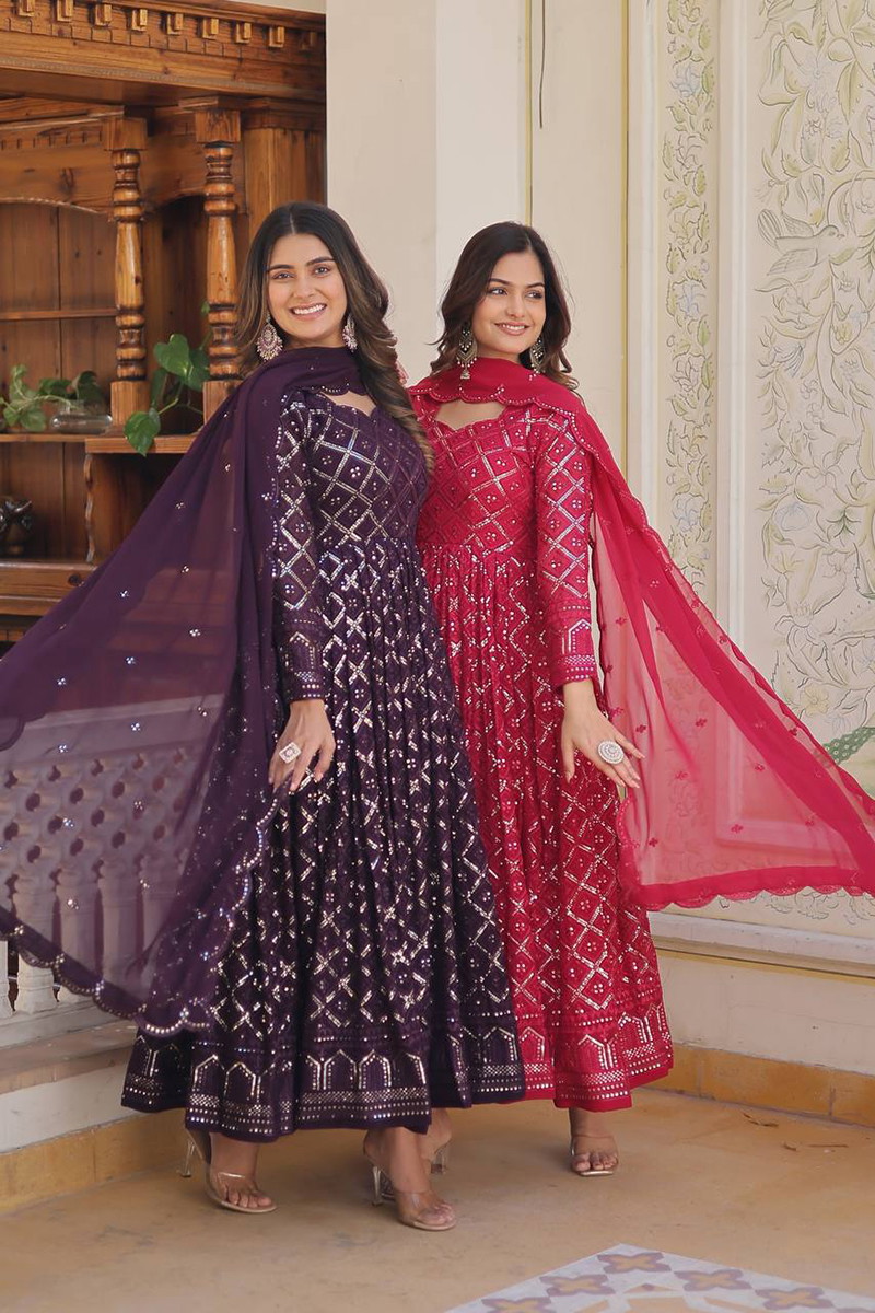 Jf 517 18 Beautiful Designer Gown With Dupatta Collection