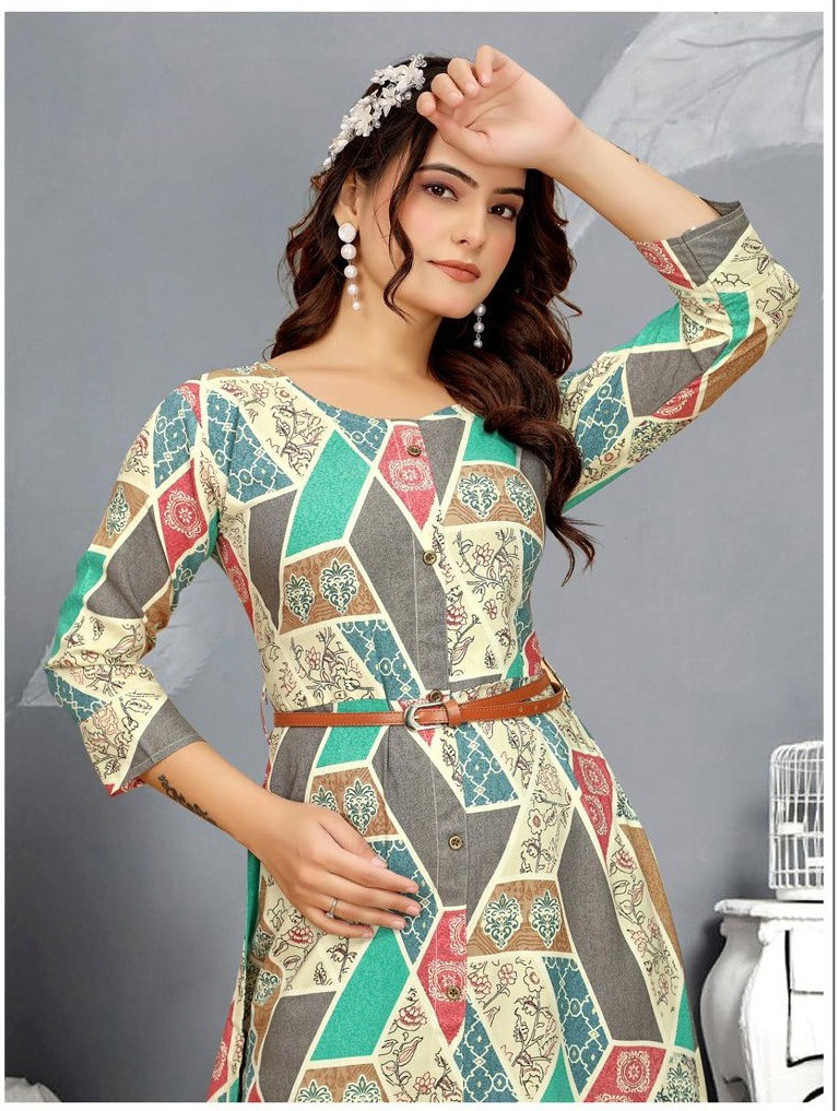 Poonam Manya Vol 1 Leather Belt Fancy Kurti Collection