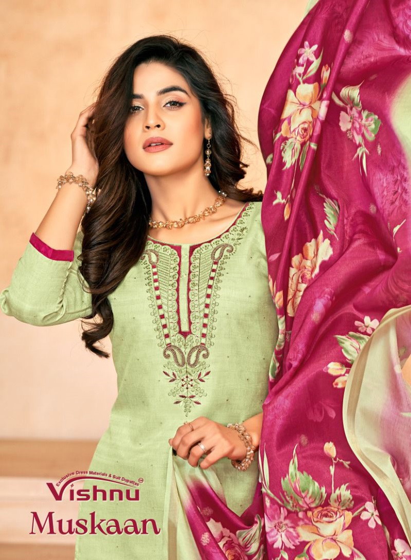 Vishnu Muskaan Tusser Silk Dress Material Collection