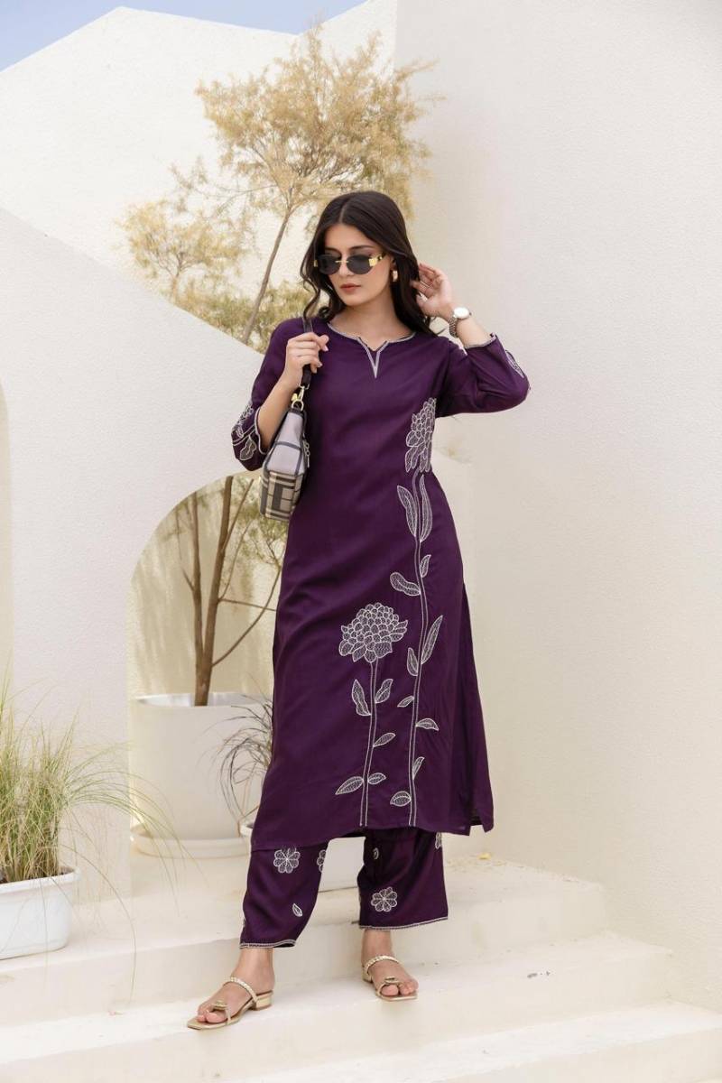 Tanyaa P 305 Fancy German Purple Kurti With Bottom