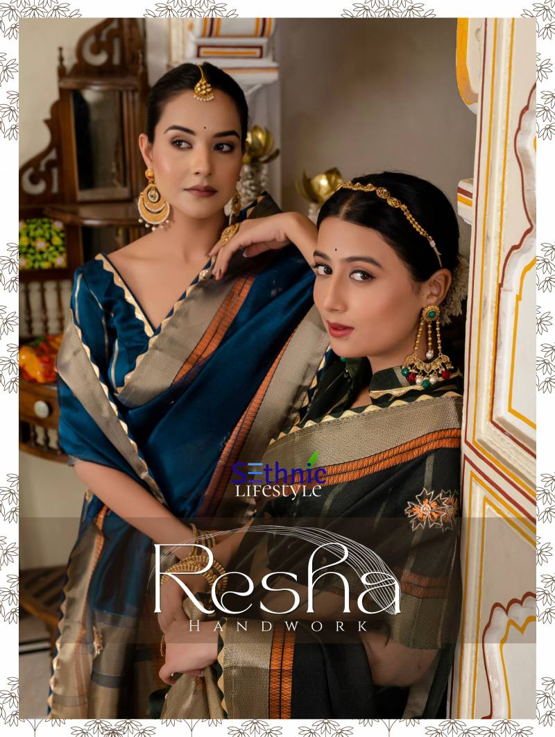 Sethnic Resha Linen With Zari Woven Patta Traditional Saree