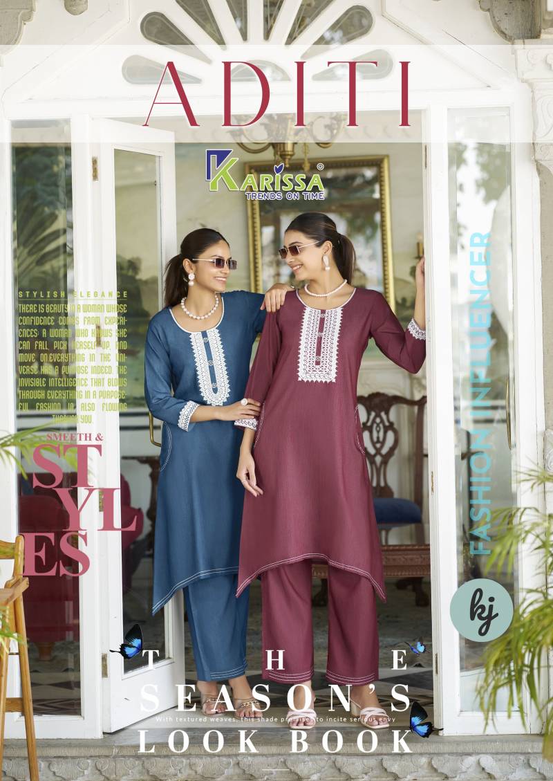 Karissa Aditi Denim Thread Work Co Ord Set Collection