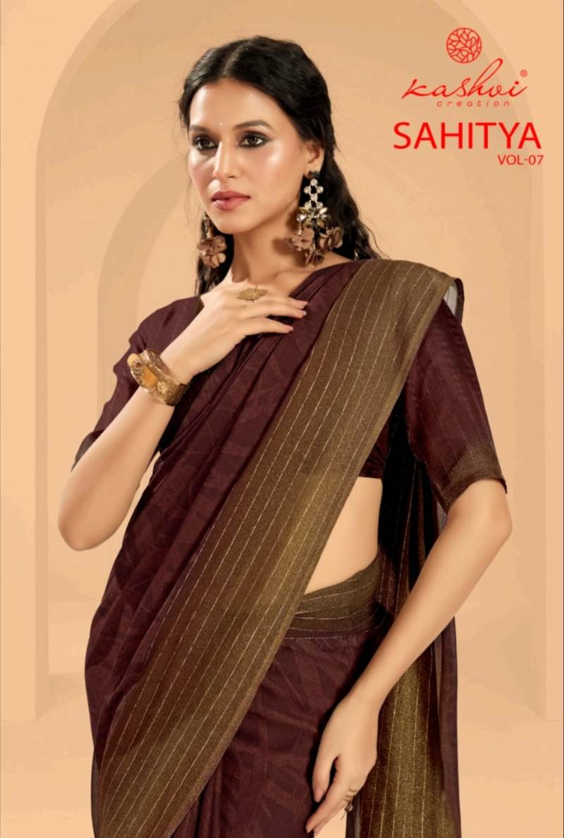 Kashvi Sahitya Vol 7 Fancy Foil Printed Saree Collection