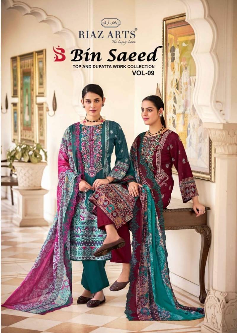 Riaz Arts Bin Saeed Vol 9 Cotton Printed Dress Material