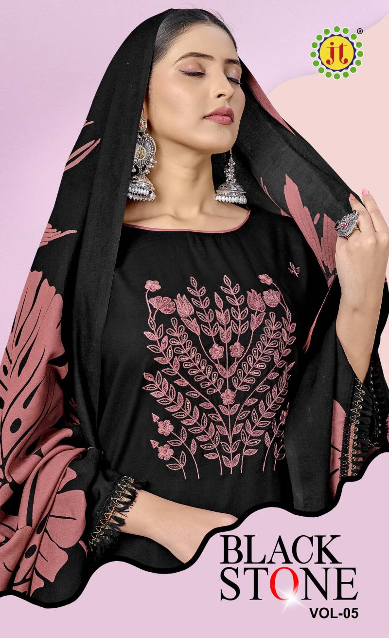Jt Black Stone Vol 5 Embroidery Dress Material Collection