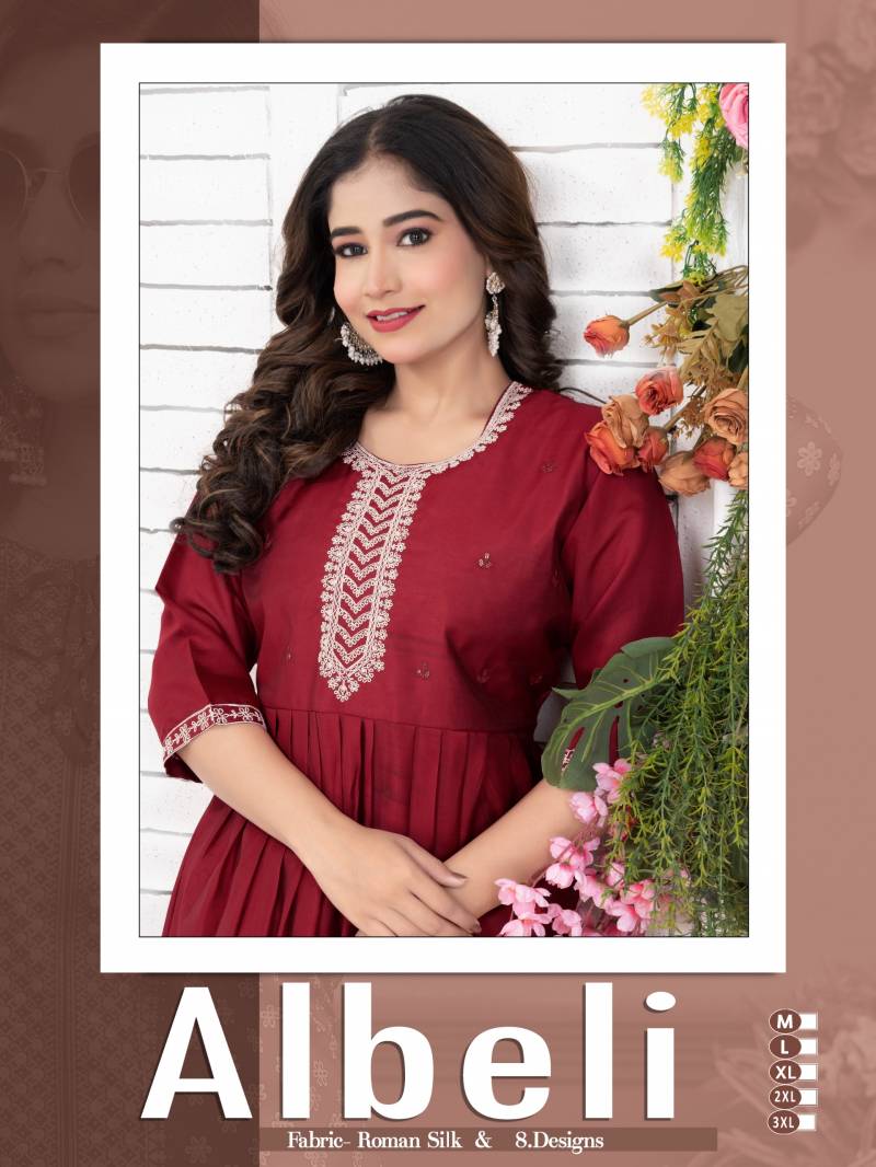 Beauty Queen Albeli Silk Embroidered Kurtis Collection