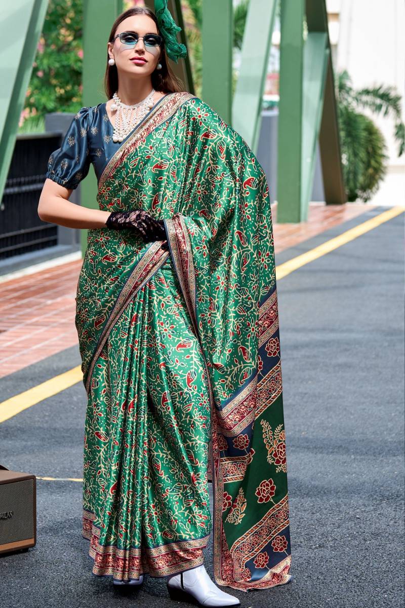 Kz Assam Silk Azrakh Saree 1 Silk Printed Saree Collection