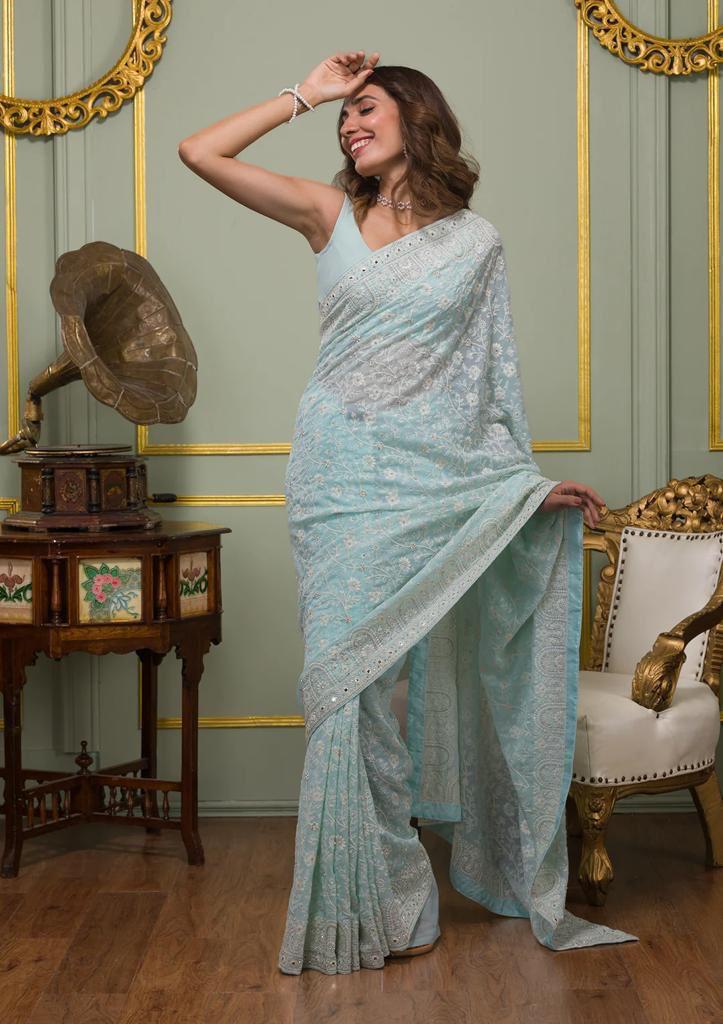 Vt 6022 Beautiful Embroidered Designer Saree Collection