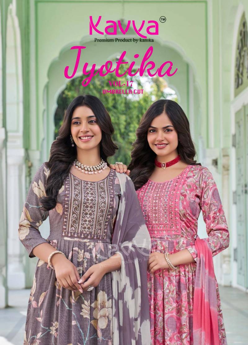 Kavya Jyotika Vol 17 Foil Printed Kurti Bottom With Dupatta