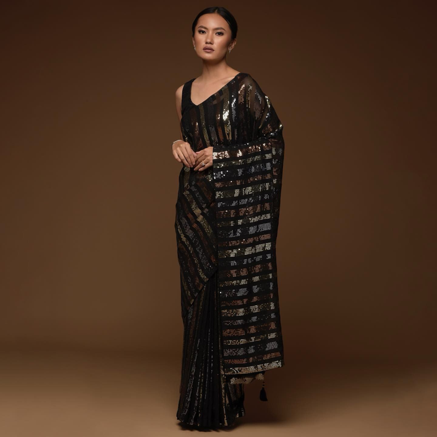 NC Black Sequence Embroidery Designer Saree Collection