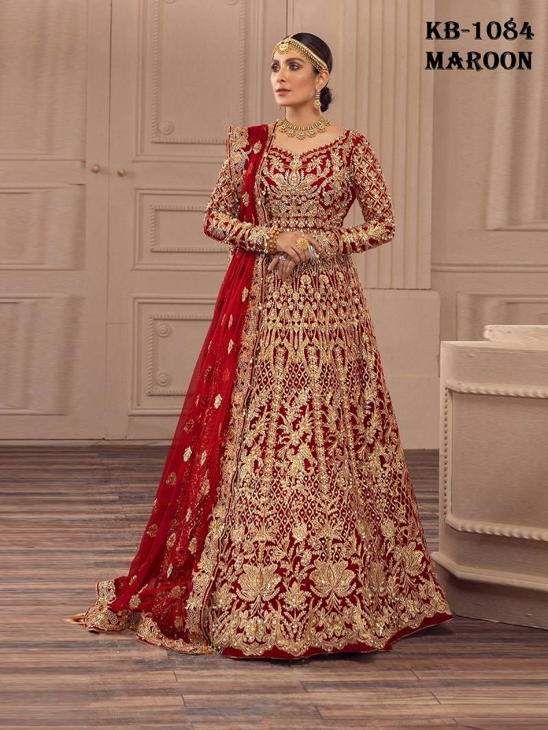 Kb 1084 Colors Embroidered Designer Gown With Dupatta