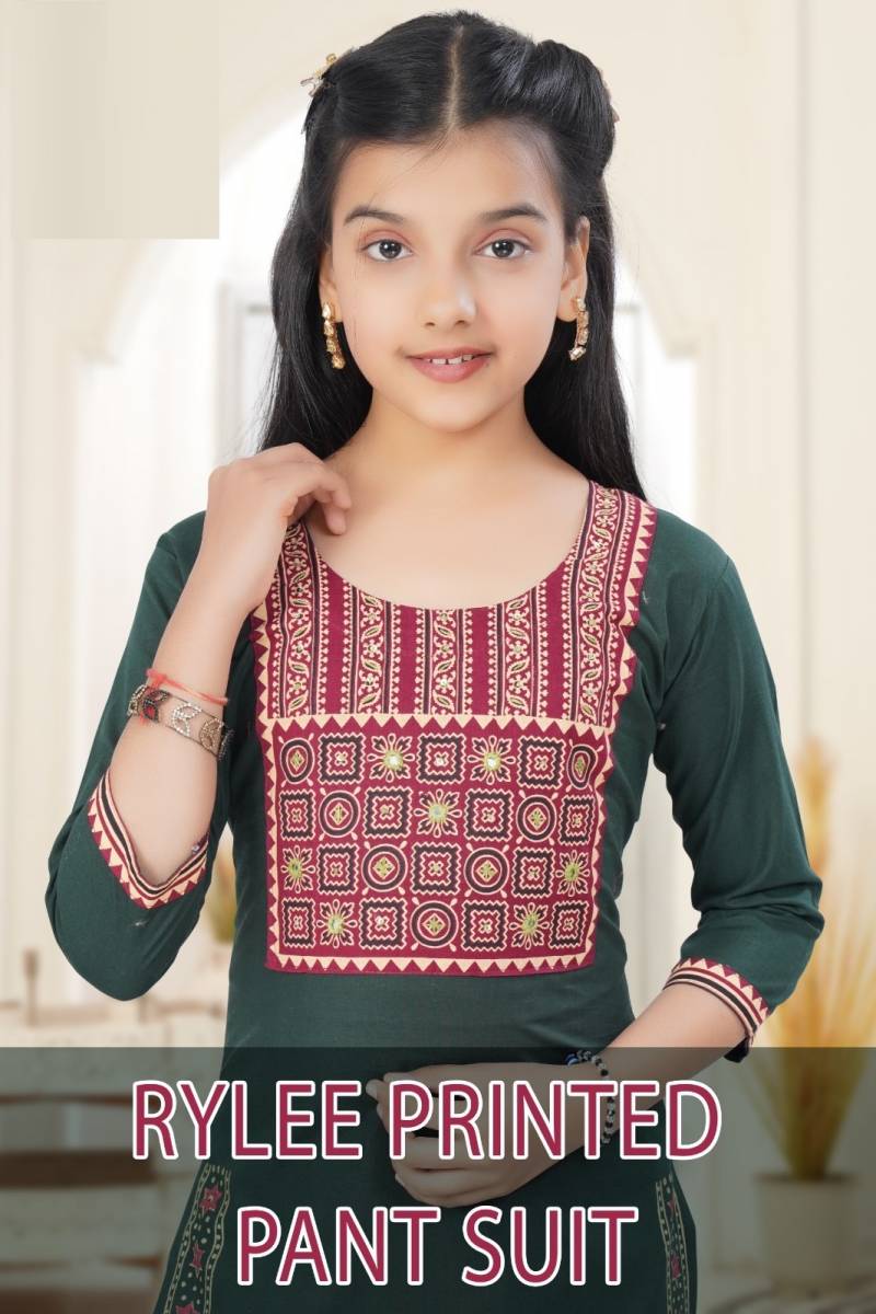 Rylee Printed Pant Suit 9067 Cotton Kids Wear Kurtis Collection