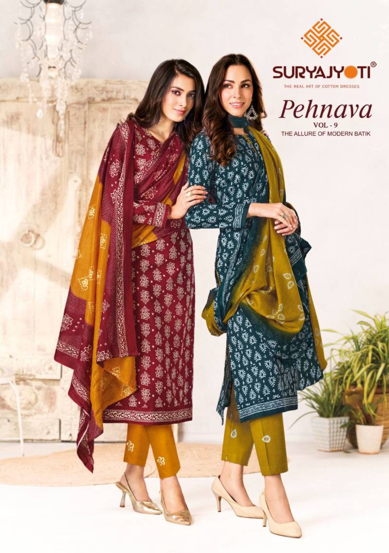 Suryajyoti Pehnava Vol 9 Cambric Cotton Ready Made Dress Collection
