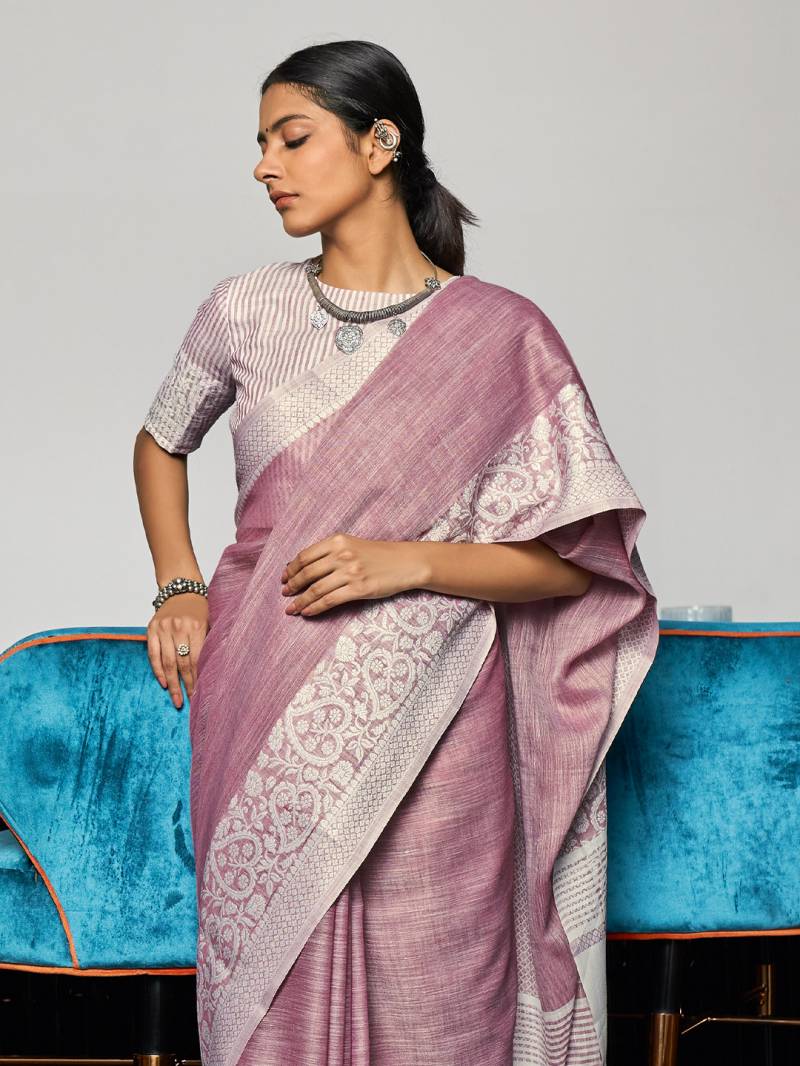 Astita Linen Looms Linen Latkan Saree Collection
