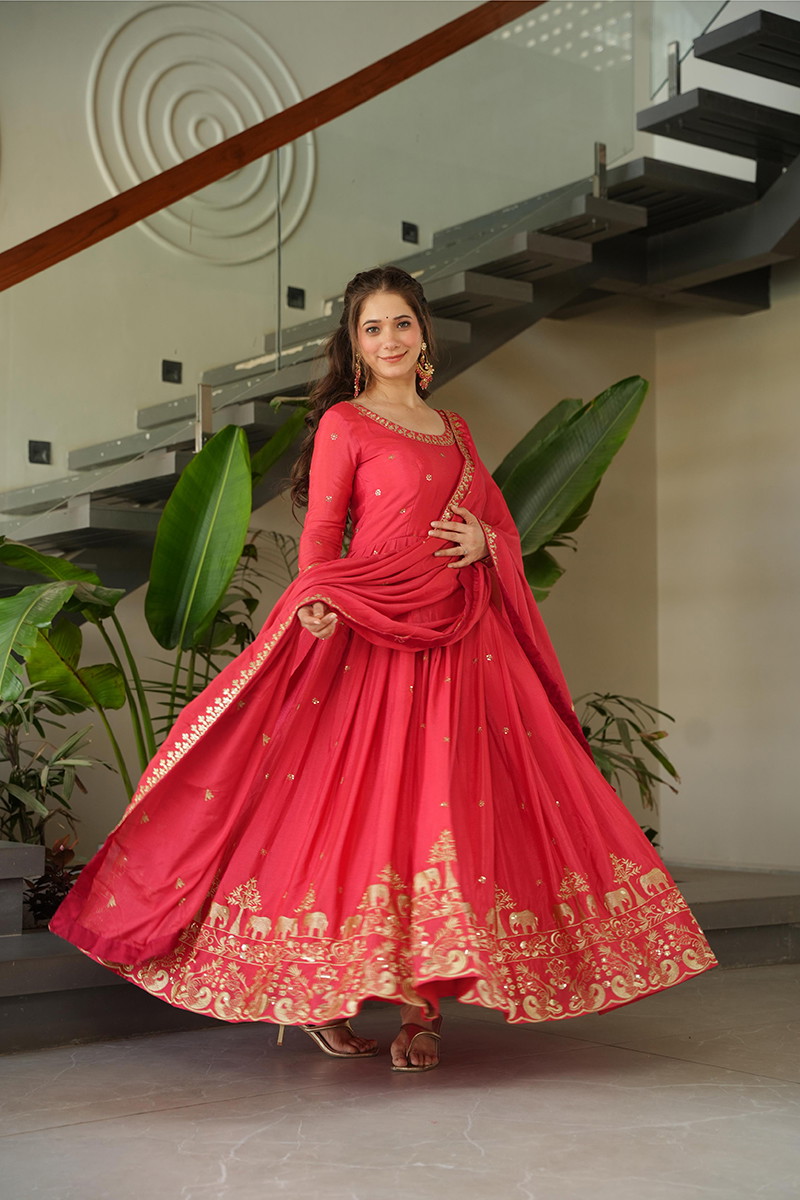 Jf 2493 Designer Embroidered Gown With Dupatta Collection