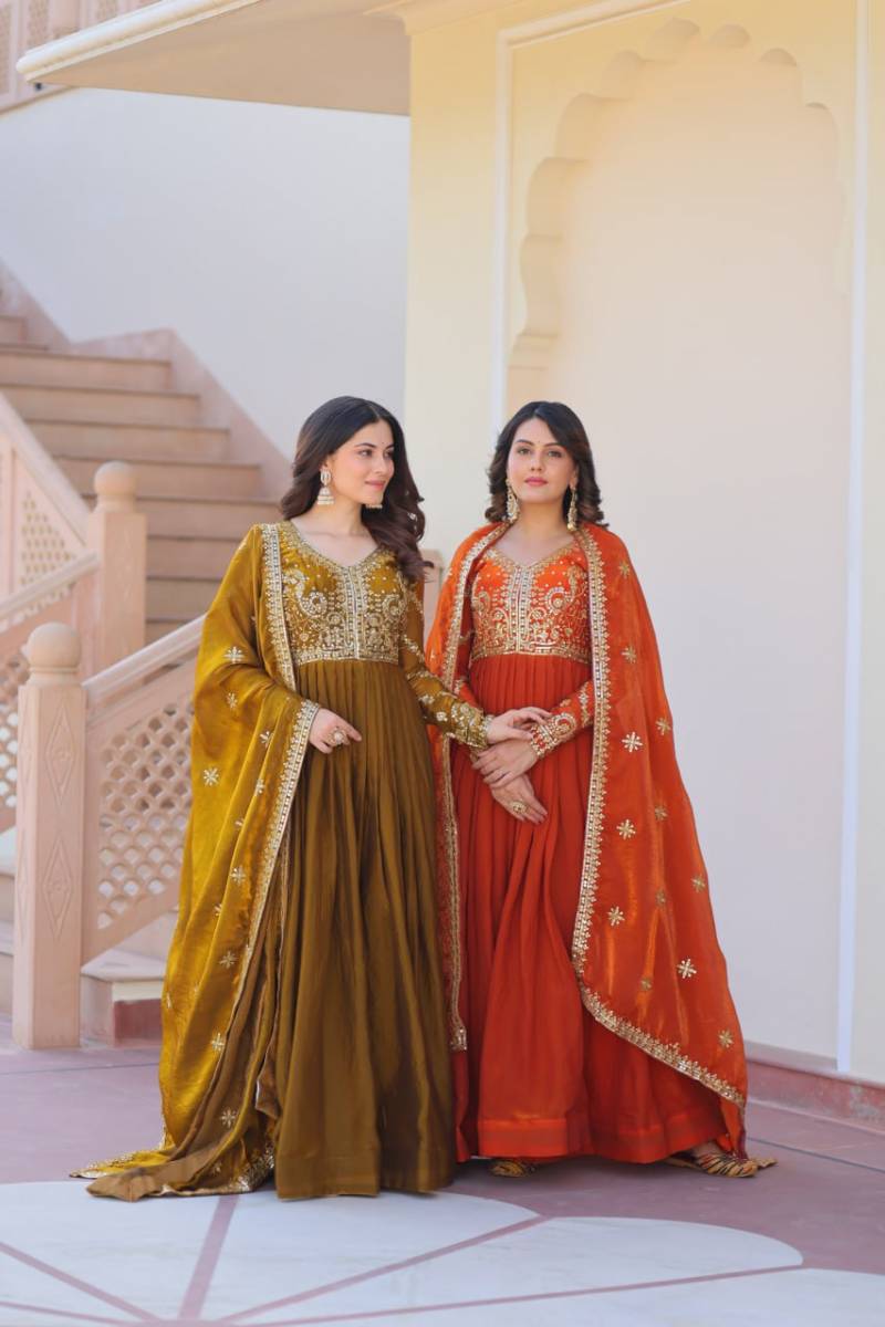 Luna Vol 51 Beautiful Embroidered Gown With Dupatta