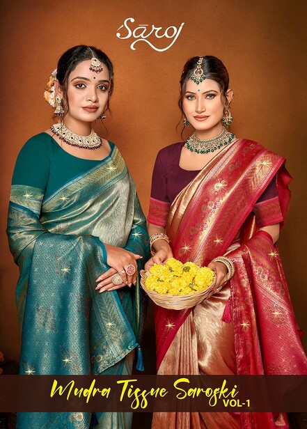 Saroj Mudra Tissue Saroski Vol 1 Wedding Wear Silk Saree Collection