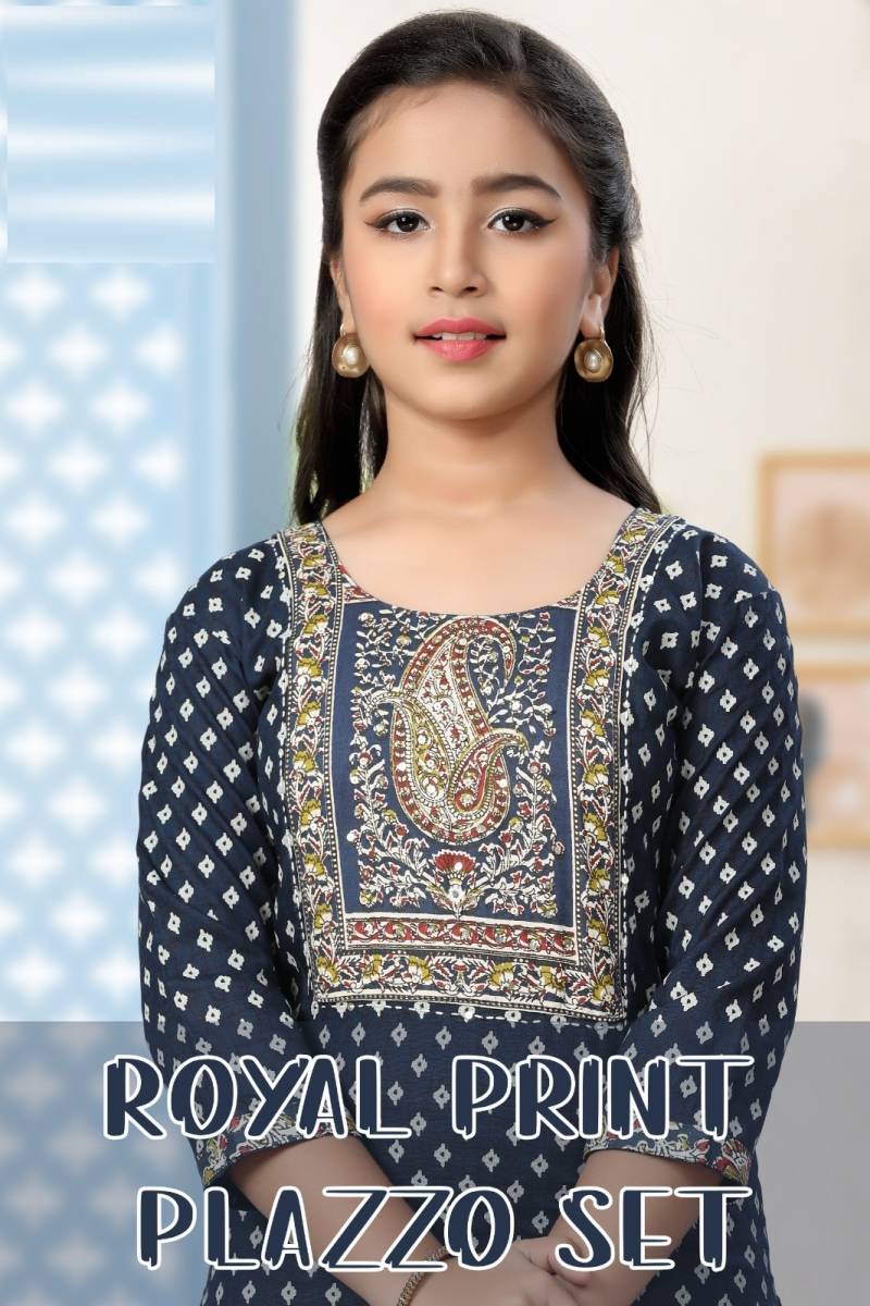 Royal Print Plazzo Set 9032 Printed Cotton Kids Wear Collection