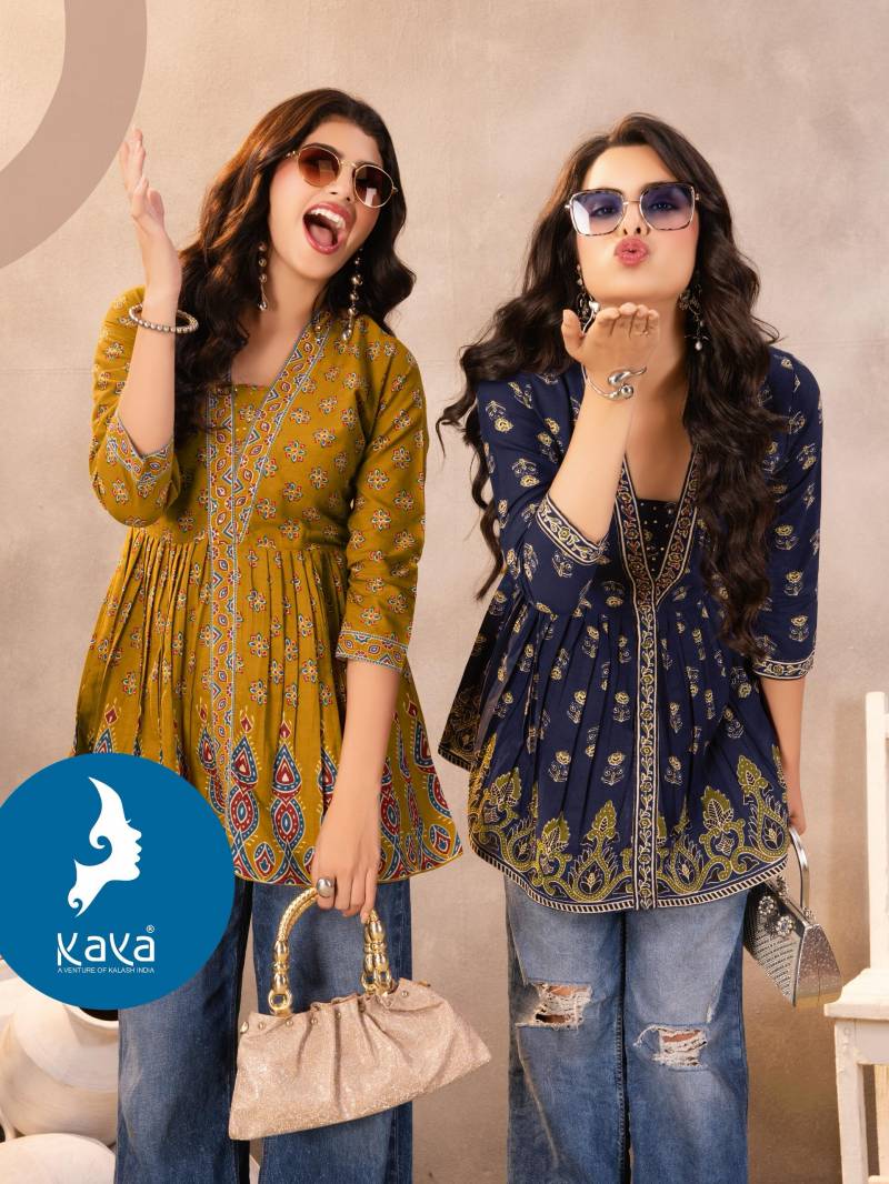 Kaya Aayu Cotton Printed Fancy Top Collection