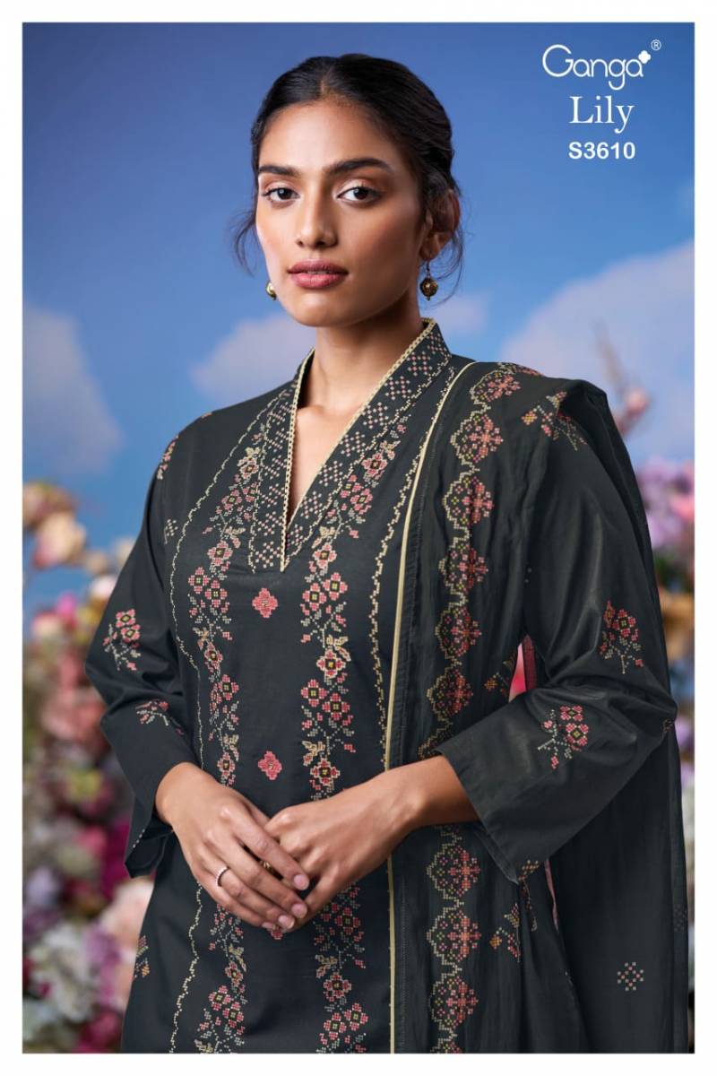 Ganga Lily Cotton Embroidered Salwar Suit Collection