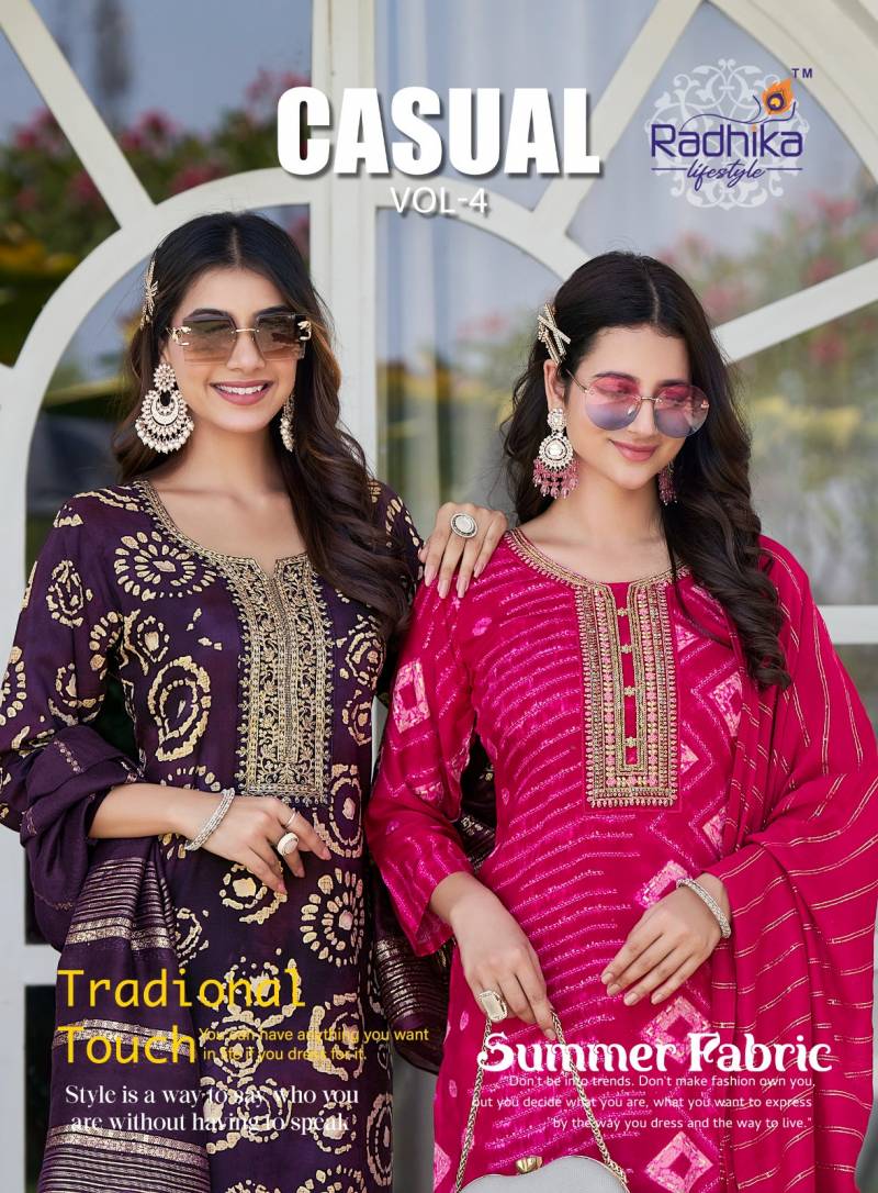 Radhika Casual Vol 4 Printed Kurti Pant With Dupatta Collection