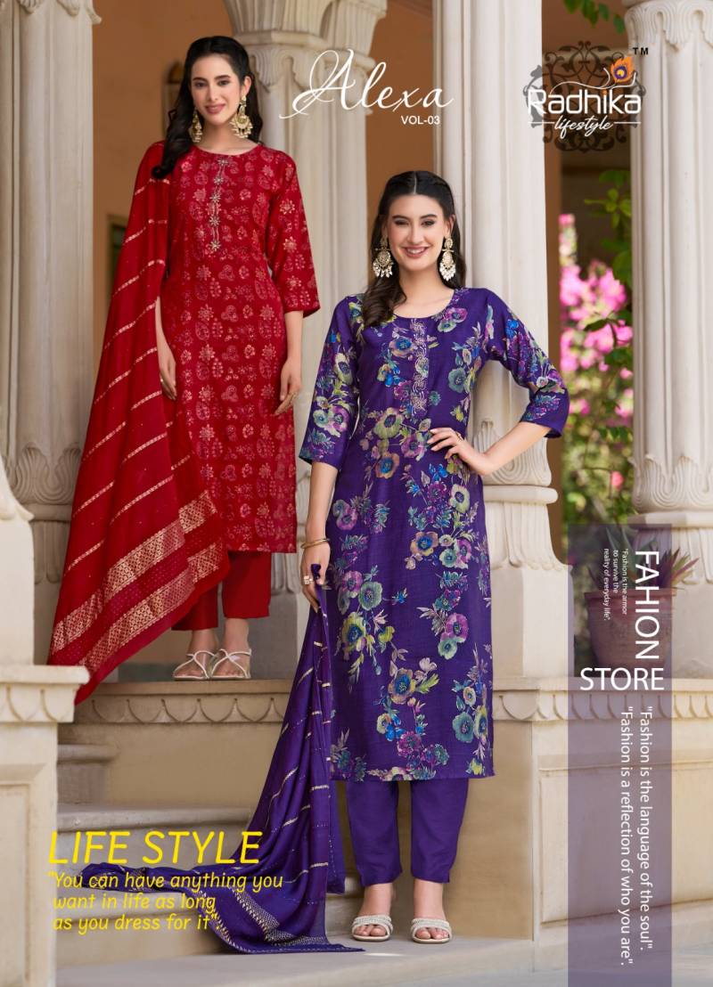 Radhika Alexa Vol 3 Vatican Printed Readymade Dress Collection