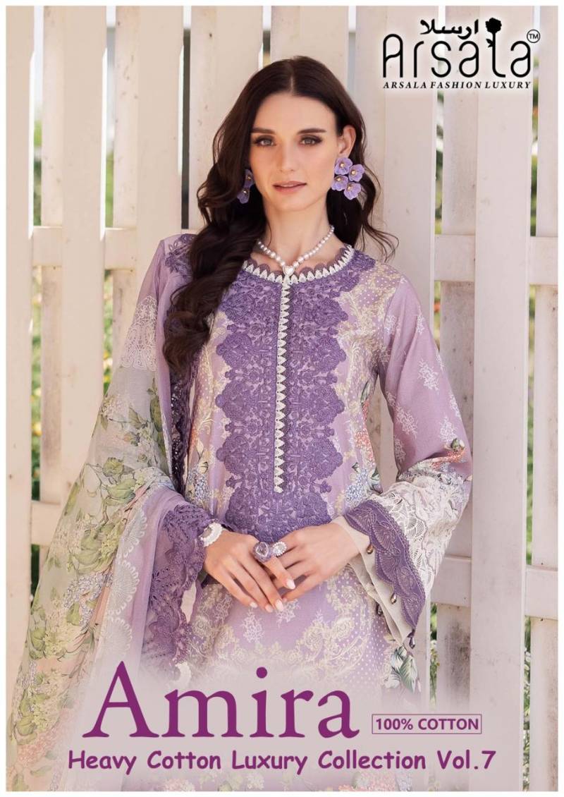 Arsala Amira Heavy Cotton Luxury Vol 7 Lawn Cotton Dress Material Collection