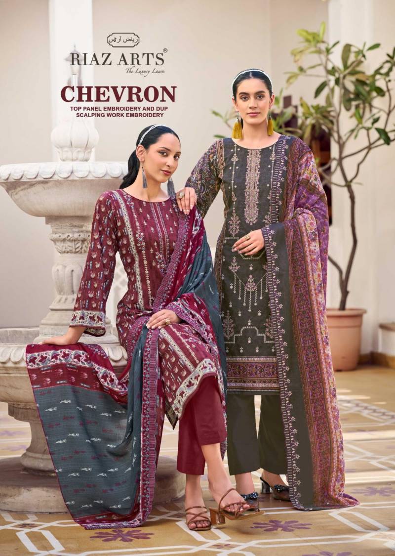 Riaz Arts Chevron Cotton Printed Dress Material Collection