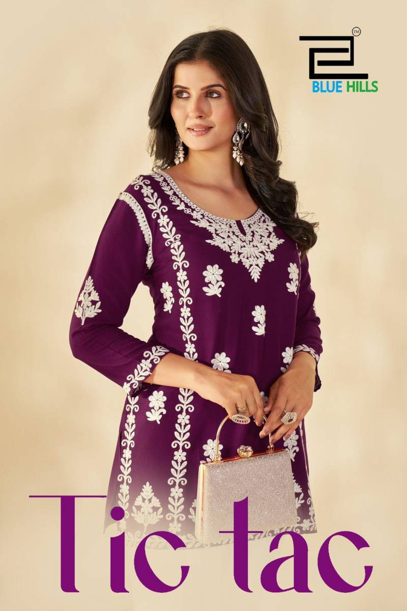 Blue Hills Tic Tac Thread Work Kurti With Pant Collection