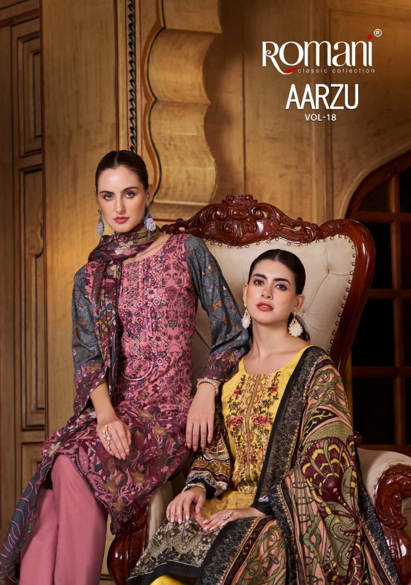 Romani Aarzu Vol 18 Soft Cotton Printed Dress Material