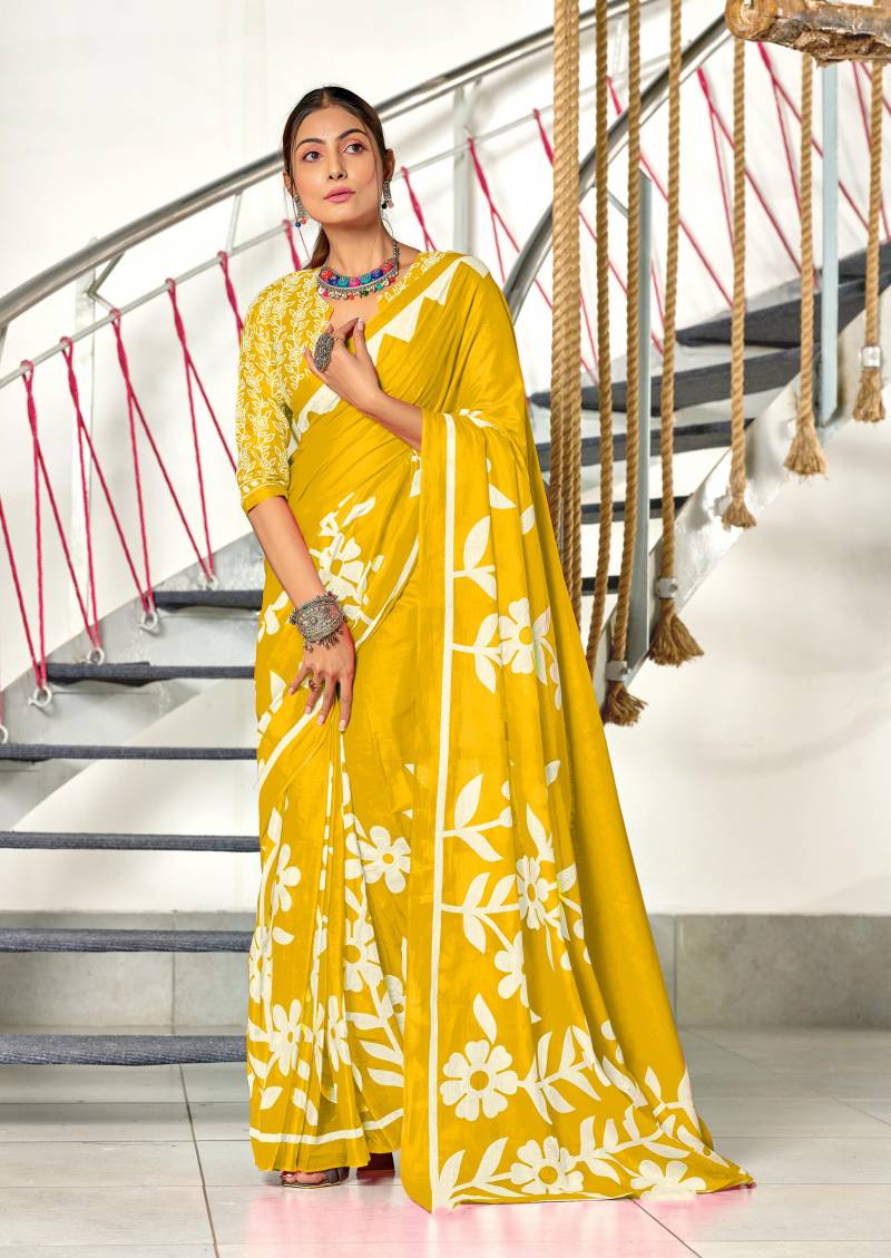 Df Kesariya Printed Cotton Saree Collection
