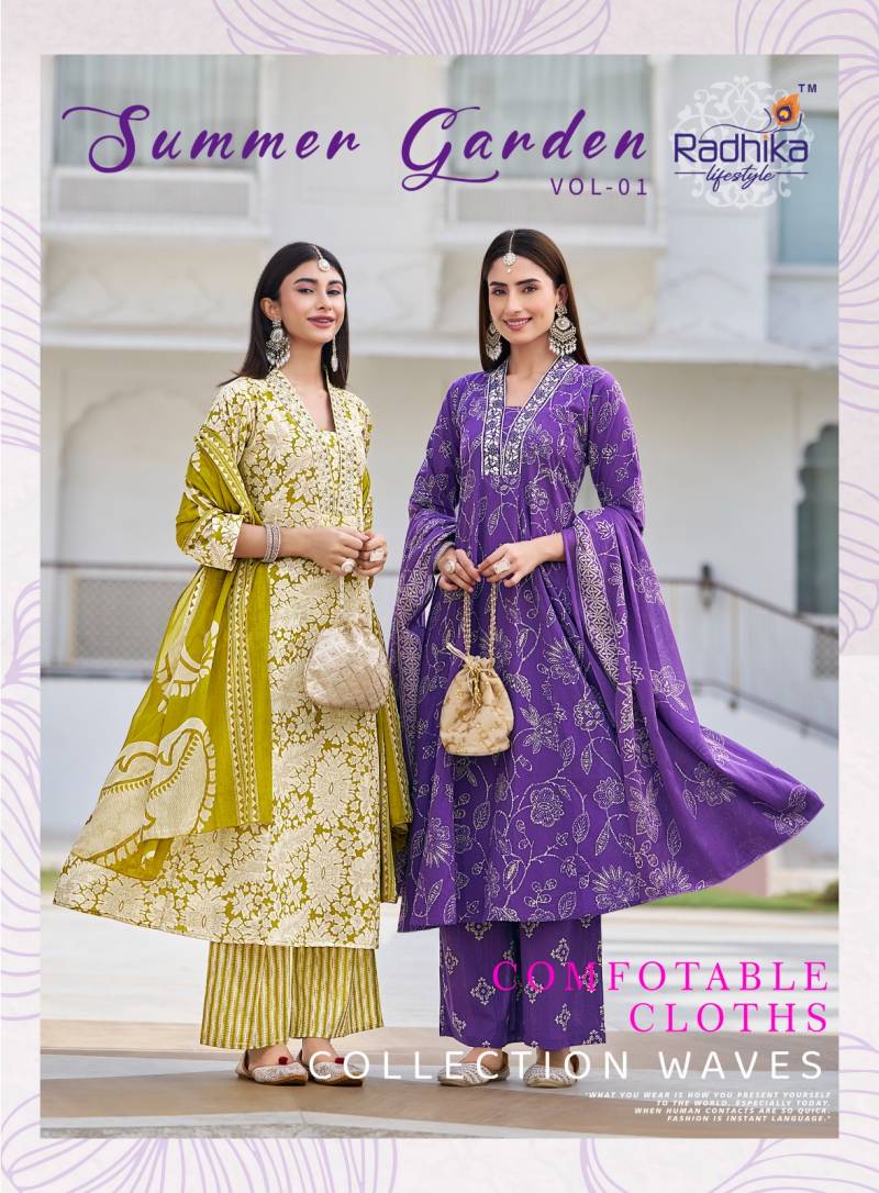 Radhika Summer Garden Vol 1 Cotton Kurta Bottom With Dupatta