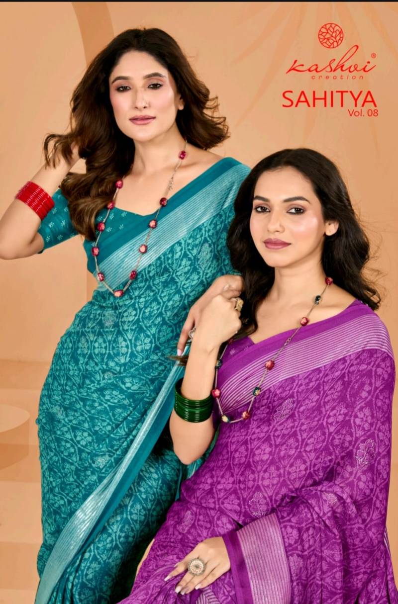 Kashvi Sahitya Vol 8 Designer Foil Printed Saree Collection