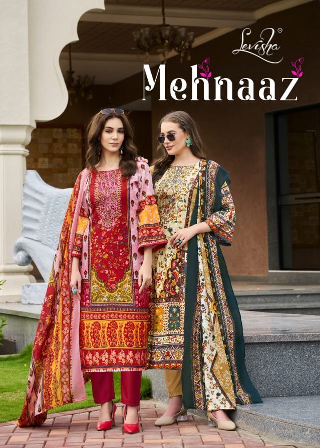 Levisha Mehnaaz Designer Printed Dress Material Cotton Dupatta