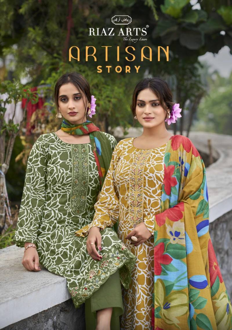 Riaz Arts Artisan Story Lawn Cotton Printed Dress Material Collection