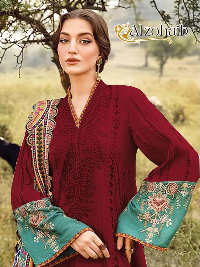 Alzohaib Az 1261 A And B Pakistani Suits Collection Chiffon Dupatta