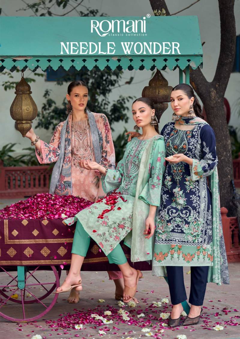 Romani Needle Wonder Cotton Printed Dress Material Collection
