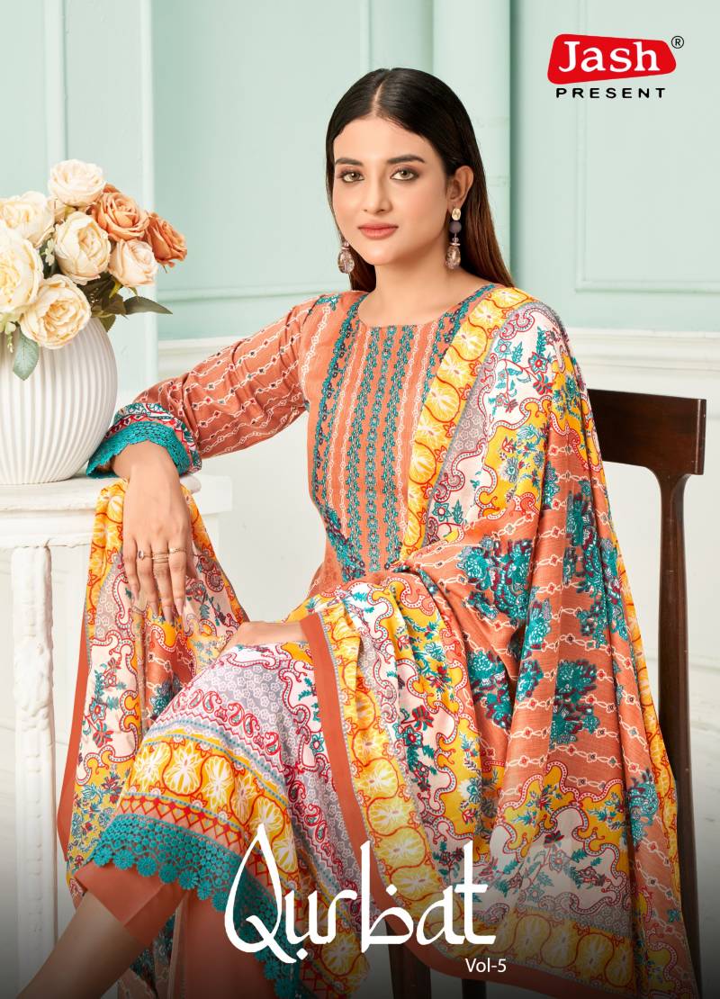 Jash Qurbat Vol 5 Low Price Pure Cotton Dress Material Collection