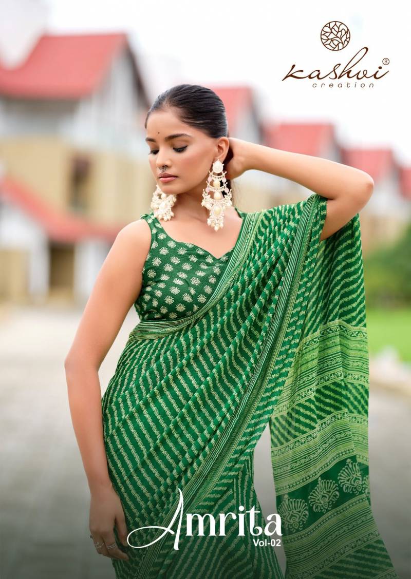 Kashvi Amrita Vol 2 Foil Printed Party Wear Saree Collection