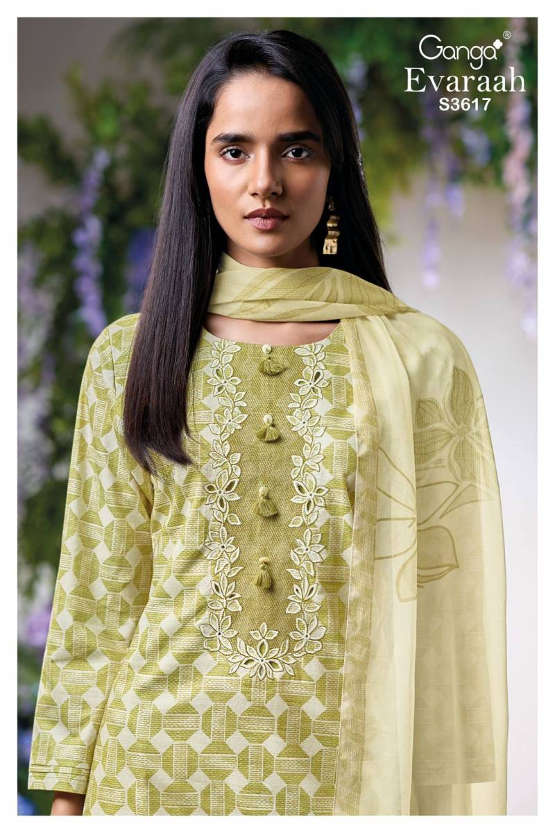 Ganga Evaraah Soft Cotton Embroidered Salwar Suits