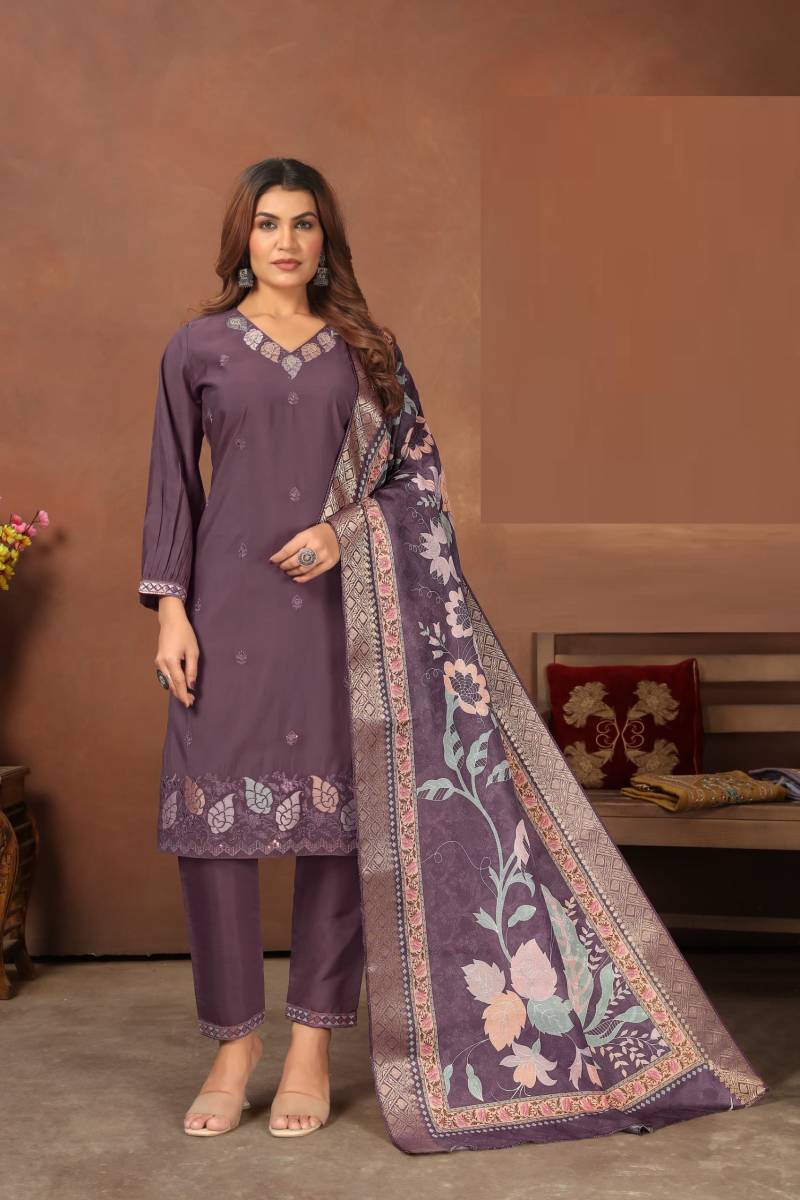 Alinee 132 And 133 Silk Kurti Bottom With Dupatta Collection
