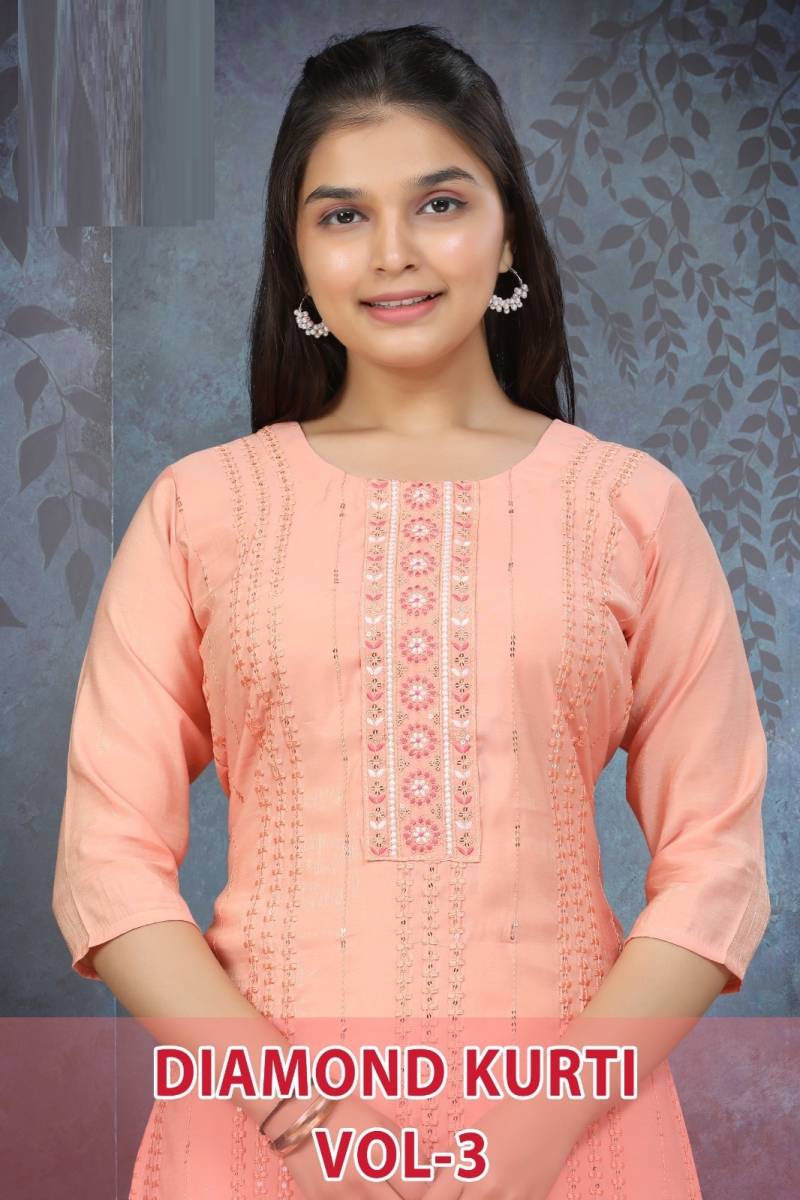 Diamond Kurti Vol 3 Roman Shimmer Kids Kurti Collection