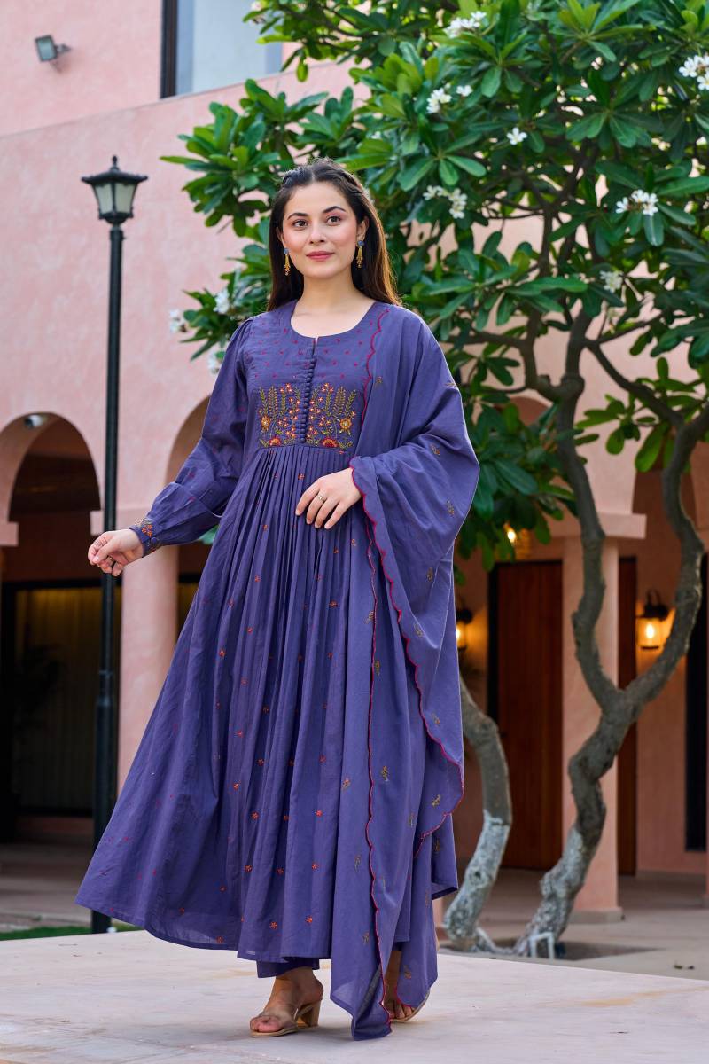 Naisha K 41 Embroidered Kurti Bottom With Dupatta