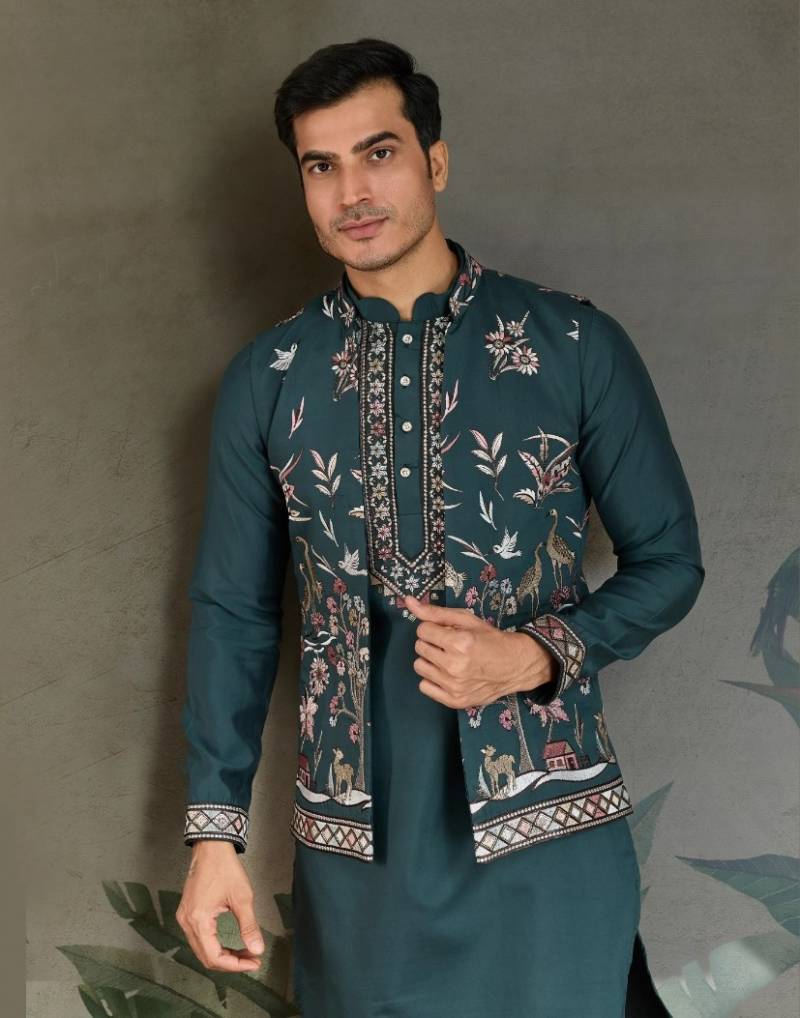 Shubhvastra Rajwada Attire 4 Silk Wedding Wear Mens Kurta Set