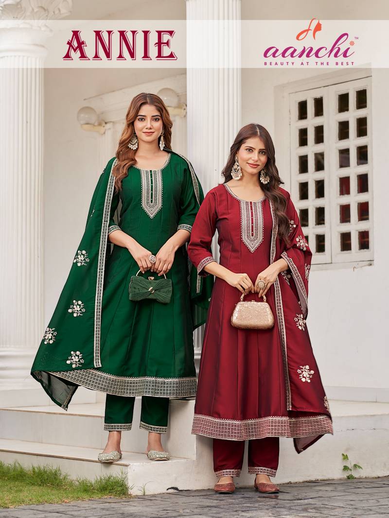 Aanchi Annie Crystal Designer Kurti Bottom With Dupatta Collection