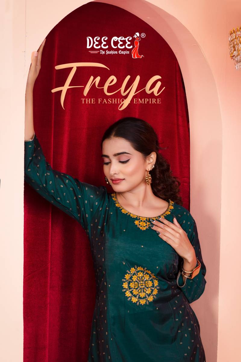 Deecee Freya Chanderi Embroidered Long Kurti Collection