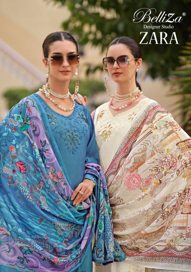 Belliza Zara Silk Embroidered Designer Dress Material Collection