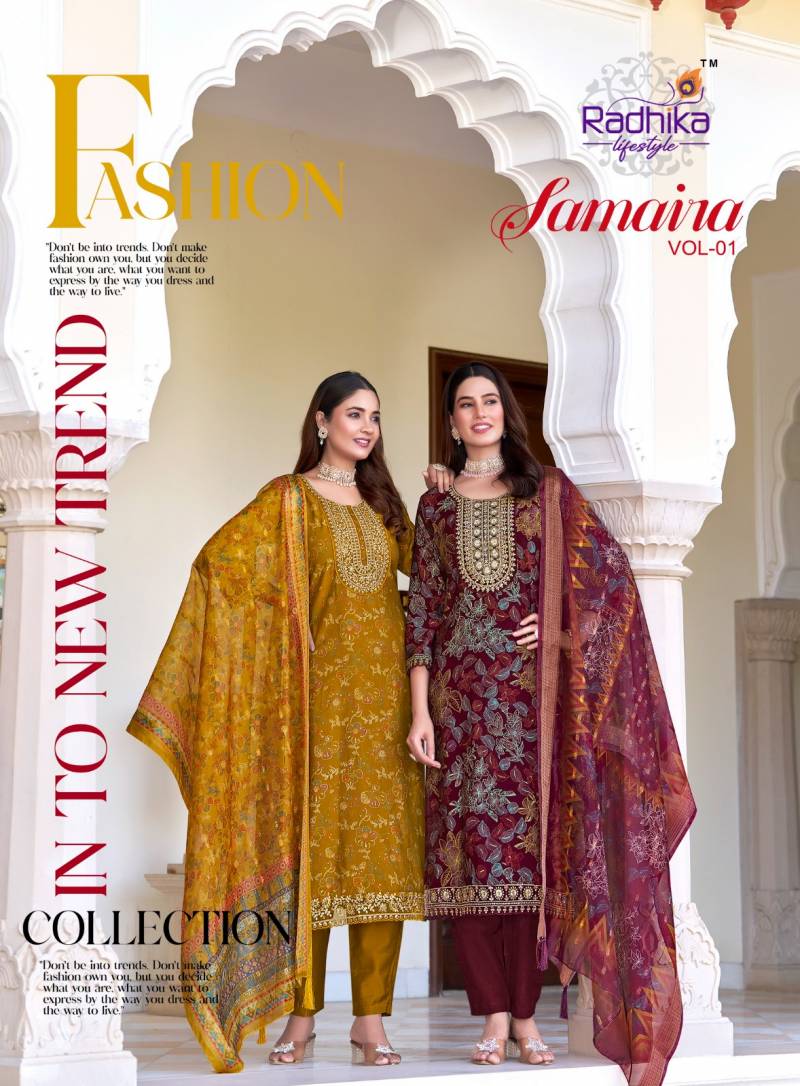Radhika Samaira Vol 1 Printed Fancy Kurti Pant With Dupatta Collection