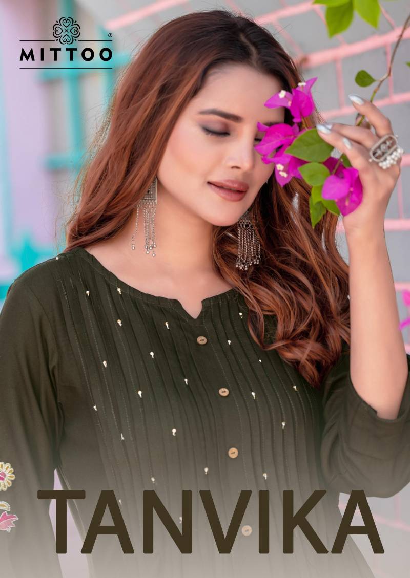 Mittoo Tanvika Rayon Designer Kurti With Bottom Collection